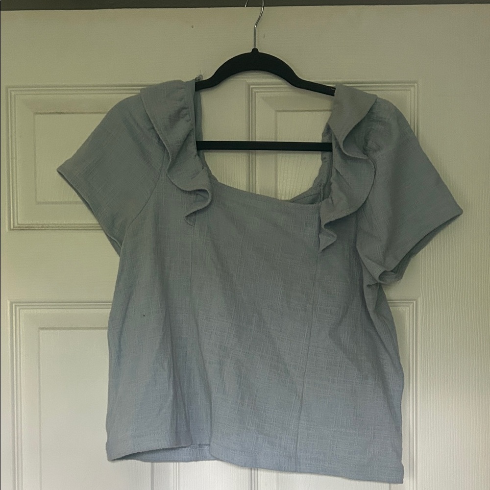 Madewell Gray Ruffled Blouse